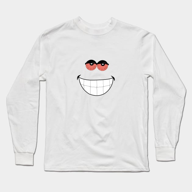 Happy cartoon face with red eyes Long Sleeve T-Shirt by Dazedfuture